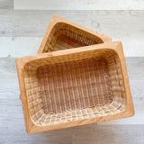 Storage basket with wood edge