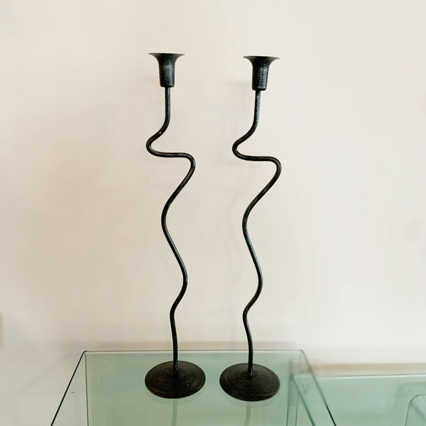 Tall squiggle candle holders