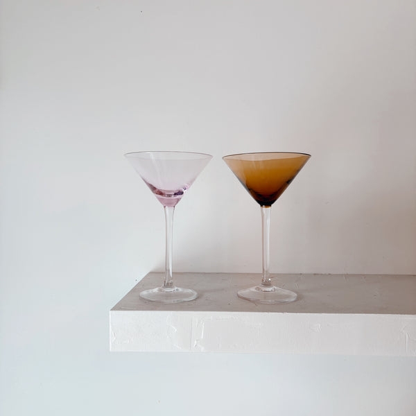 Coloured glass martini set