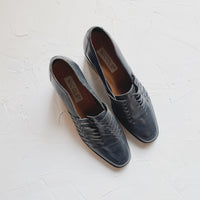 Leather loafers with block heel