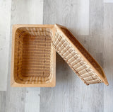 Storage basket with wood edge