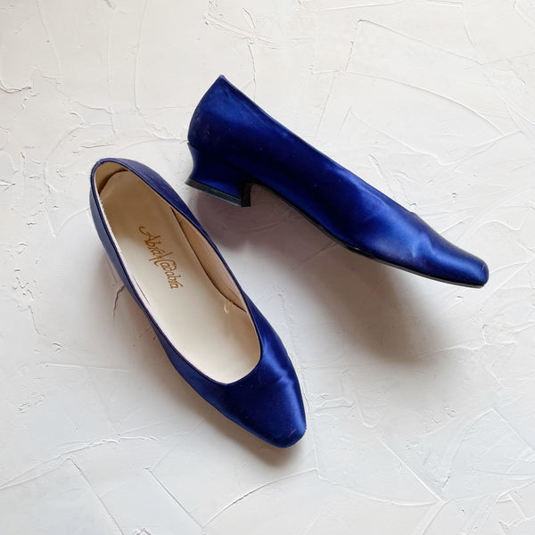 Royal blue satin shoes