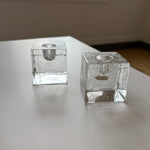 Crystal cube candle holder set