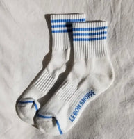 Short sport socks - ivory blue